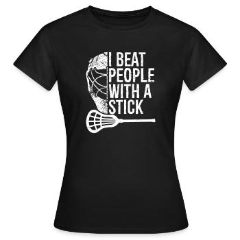 Joueur de lacrosse Lax bat les gens avec un bâton - T-shirt Femme - noir - Devant - AI Model Female 172 dark (172cm)