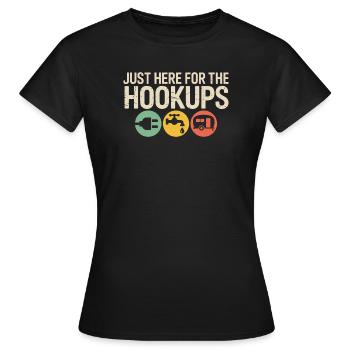 Hookups Trio: Wohnmobil-Camping-Ikonen - Frauen T-Shirt - Schwarz - Vorne - AI Model Female 172 dark (172cm)
