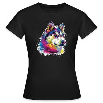 Art animalier de loup - T-shirt Femme - noir - Devant - AI Model Female 172 dark (172cm)