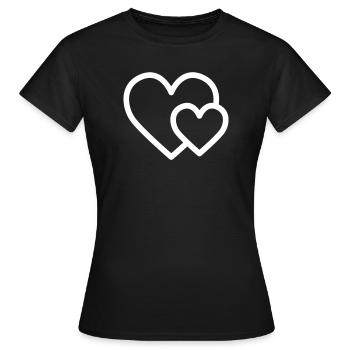 Kleines Herz vor großem Herz - Frauen T-Shirt - Schwarz - Vorne - AI Model Female 172 dark (172cm)