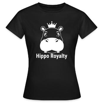 Hippo Royalty Nilpferd König Spruch - Frauen T-Shirt - Schwarz - Vorne - AI Model Female 172 dark (172cm)