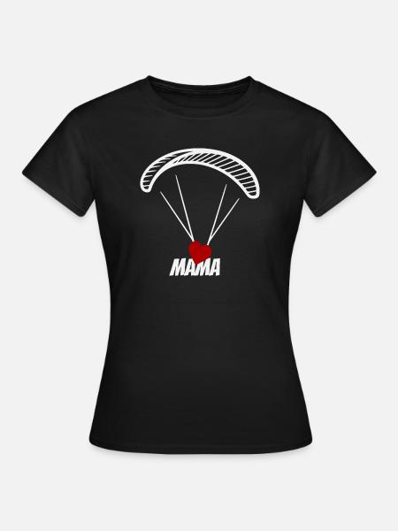 Paragliding Mama mit Herz - Frauen T-Shirt - Schwarz