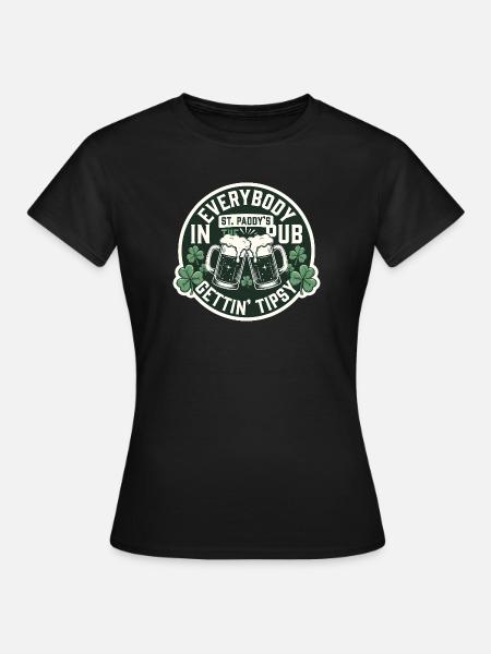 Alle werden beschwipst St. Patrick's Pub - Frauen T-Shirt - Schwarz