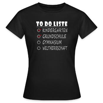 Enrollment in Gymnasium 5th grade Gymnasium student - Women's T-Shirt - black - Front - AI Model Female 172 dark (172cm)