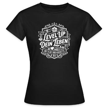 Une cassette 8-bit Higher Your Life - T-shirt Femme - noir - Devant - AI Model Female 172 dark (172cm)