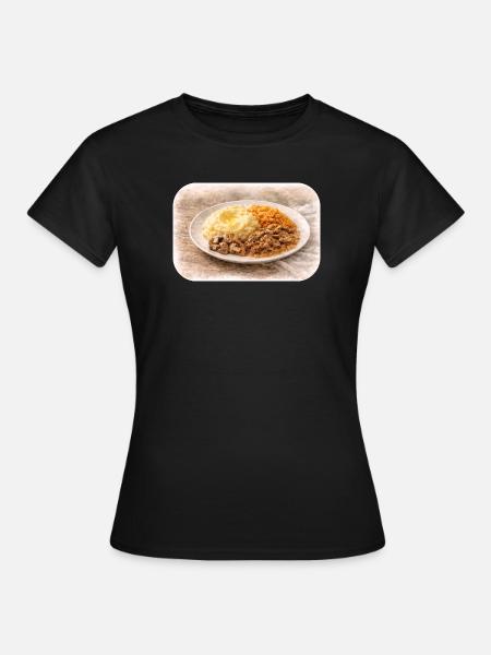 Herzhafte Teller-Idylle - Frauen T-Shirt - Schwarz