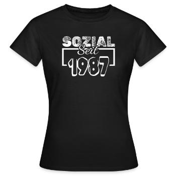 Sozial 1987 - Frauen T-Shirt - Schwarz - Vorne - AI Model Female 172 dark (172cm)