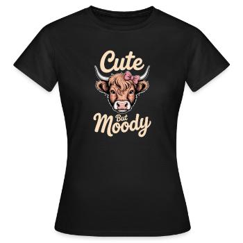 Hochlandrind Sprüche Launisch Lustiges Geschenk - Frauen T-Shirt - Schwarz - Vorne - AI Model Female 172 dark (172cm)