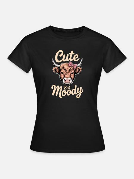 Hochlandrind Sprüche Launisch Lustiges Geschenk - Frauen T-Shirt - Schwarz