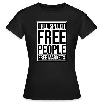 Marché de la liberté d’expression Peuple Libertarian Freedom Logo - T-shirt Femme - noir - Devant - AI Model Female 172 dark (172cm)