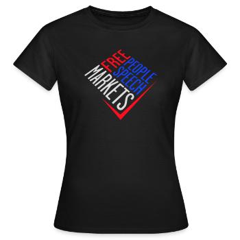 Marché de la liberté d’expression Peuple Libertarian Freedom Logo - T-shirt Femme - noir - Devant - AI Model Female 172 dark (172cm)