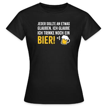 Je crois en la bière +1 - T-shirt Femme - noir - Devant - AI Model Female 172 dark (172cm)