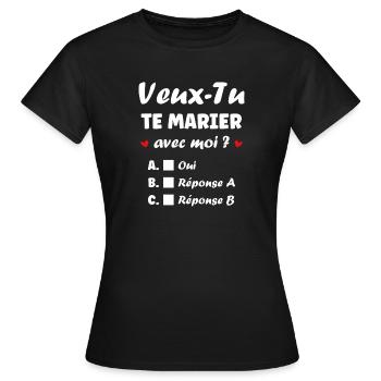 Interactive Wedding Proposal - Women's T-Shirt - black - Front - AI Model Female 172 dark (172cm)
