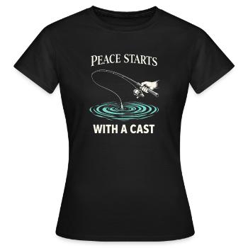 Soulagement du stress, pêche, santé mentale - T-shirt Femme - noir - Devant - AI Model Female 172 dark (172cm)