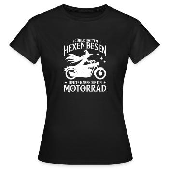  Früher Hatten Hexen Besen Heute Haben Sie Ein - Frauen T-Shirt - Schwarz - Vorne - AI Model Female 172 dark (172cm)
