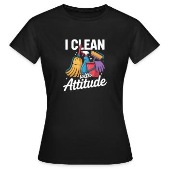 Motif de l’équipe de nettoyage - T-shirt Femme - noir - Devant - AI Model Female 172 dark (172cm)