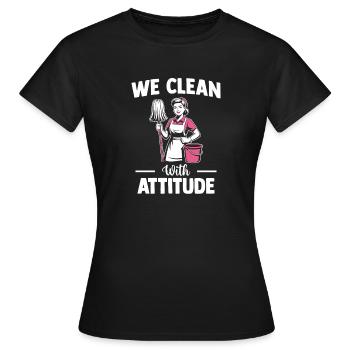 Motif de l’équipe de nettoyage - T-shirt Femme - noir - Devant - AI Model Female 172 dark (172cm)