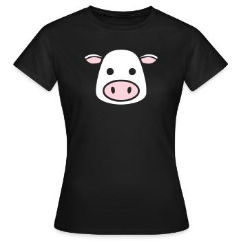 Mignonne Tête de Vache Visage Vector de la BD - T-shirt Femme - noir - Devant - AI Model Female 172 dark (172cm)