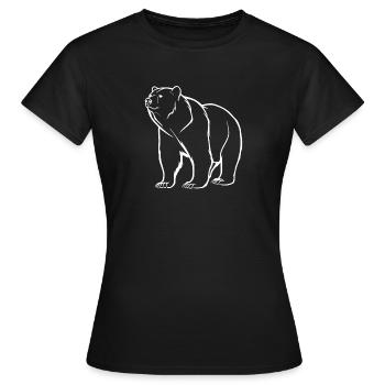 Minimalistische Bärensilhouette und symbolisches Logo - Frauen T-Shirt - Schwarz - Vorne - AI Model Female 172 dark (172cm)