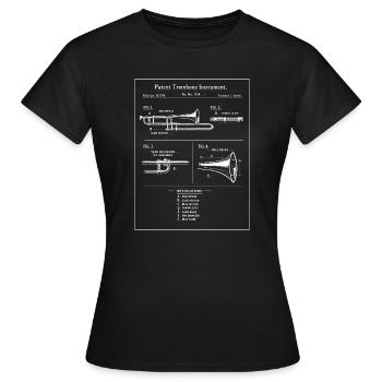 Vintage Patent Posaunen-Bauplan - Frauen T-Shirt - Schwarz - Vorne - AI Model Female 172 dark (172cm)