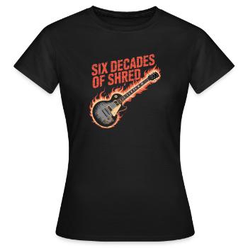 Sechs Jahrzehnte Rock-Gitarre Feuer - Frauen T-Shirt - Schwarz - Vorne - AI Model Female 172 dark (172cm)