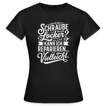 Vis desserrée ? Peut-être une réparation - T-shirt Femme - noir - Devant - AI Model Female 172 dark (172cm)