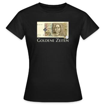 Goldene Zeiten DM Retro 50er, Handzeichnung  - Frauen T-Shirt - Schwarz - Vorne - AI Model Female 172 dark (172cm)
