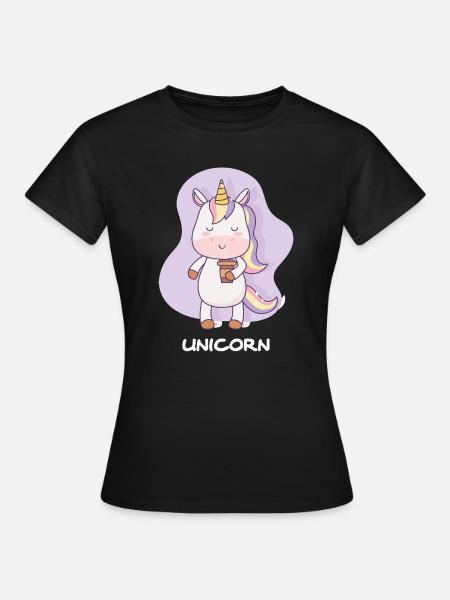 Kaffee trinkendes Einhorn - Frauen T-Shirt - Schwarz