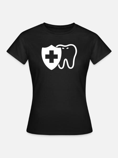 Zahn Schutzschild Symbol Weiß - Frauen T-Shirt - Schwarz