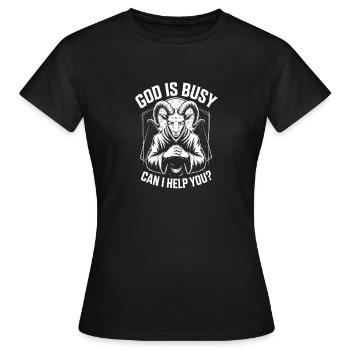 Goat Deity Prayer: God Is Busy - Women's T-Shirt - black - Front - AI Model Female 172 dark (172cm)