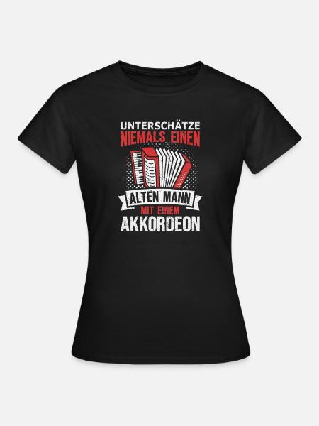 Akkordeon Ziehharmonika Alter Mann Harmonika - T-shirt dam - svart