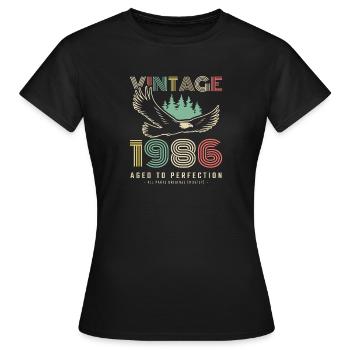 Millésime 1986 maturé - T-shirt Femme - noir - Devant - AI Model Female 172 dark (172cm)