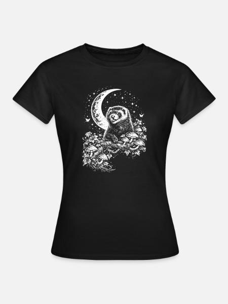 Moon Ferret - Frauen T-Shirt - Schwarz