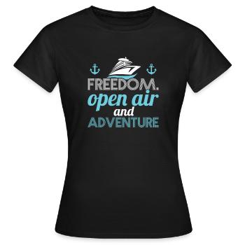 Freedom Open Air Abenteuer - Frauen T-Shirt - Schwarz - Vorne - AI Model Female 172 dark (172cm)