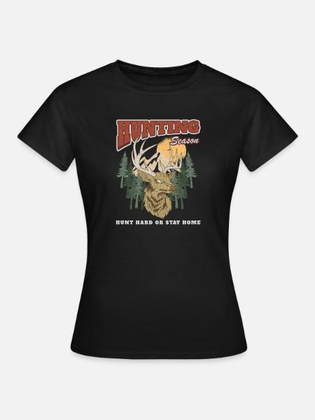 Jagdseason Hirsch im Wald - Frauen T-Shirt - Schwarz