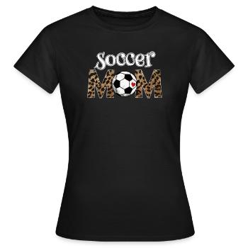 Women's Leopard Soccer MOM Shirt - Women's T-Shirt - black - Front - AI Model Female 172 dark (172cm)
