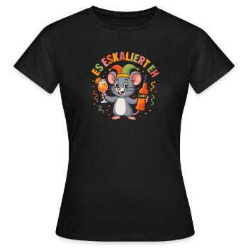 Karneval Maus Es Eskaliert Eh Party Fastnacht  - Frauen T-Shirt - Schwarz - Vorne - AI Model Female 172 dark (172cm)