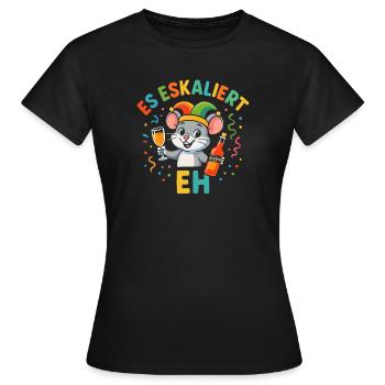 Souris de carnaval, ça s’intensifie, eh, fête fastnacht - T-shirt Femme - noir - Devant - AI Model Female 172 dark (172cm)