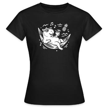 Détente au hamac de capy - T-shirt Femme - noir - Devant - AI Model Female 172 dark (172cm)