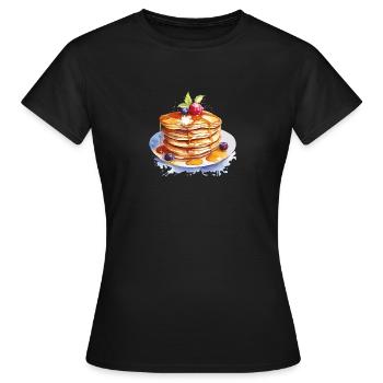 Crêpes à l’aquarelle avec du sirop - T-shirt Femme - noir - Devant - AI Model Female 172 dark (172cm)
