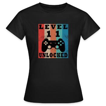Level 11 Freigeschaltet Controller - Frauen T-Shirt - Schwarz - Vorne - AI Model Female 172 dark (172cm)