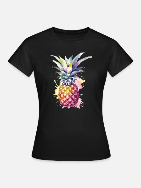 Ananas Aquarell - Frauen T-Shirt - Schwarz