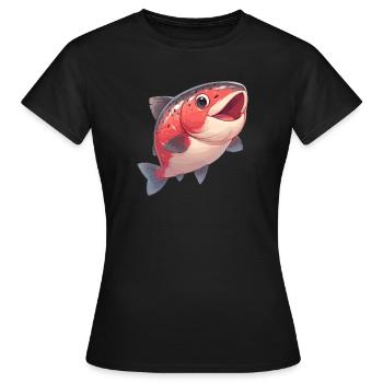 Saumon Saumon - T-shirt Femme - noir - Devant - AI Model Female 172 dark (172cm)