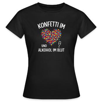 Fête de confettis de carnaval, cœur de phrase de carnaval, carnaval - T-shirt Femme - noir - Devant - AI Model Female 172 dark (172cm)