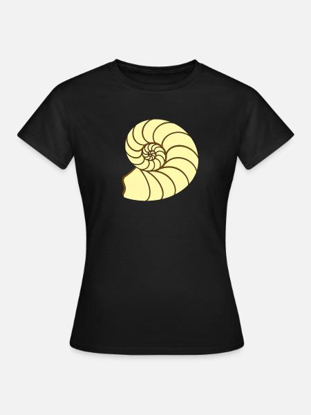 Gelber ammonit Spirale Linienkunst - Frauen T-Shirt - Schwarz