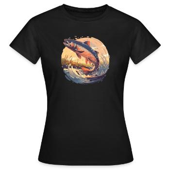 Saumon Saumon - T-shirt Femme - noir - Devant - AI Model Female 172 dark (172cm)