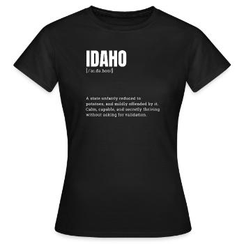 Typographie des pommes de terre de l’Idaho - T-shirt Femme - noir - Devant - AI Model Female 172 dark (172cm)
