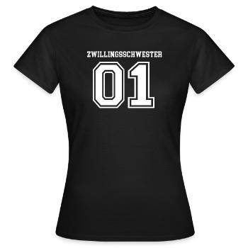 Zwillingsschwester Zwilling Schwestern Mädchen 01 - Frauen T-Shirt - Schwarz - Vorne - AI Model Female 172 dark (172cm)