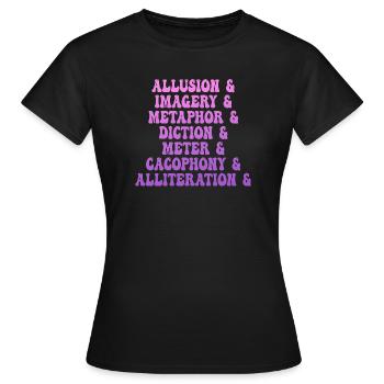 Literary Devices Montage - Women's T-Shirt - black - Front - AI Model Female 172 dark (172cm)