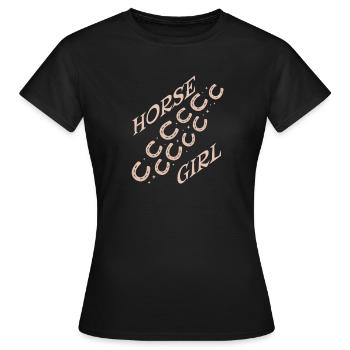 Pferdemädchen Logo Diagonal Muster - Frauen T-Shirt - Schwarz - Vorne - AI Model Female 172 dark (172cm)